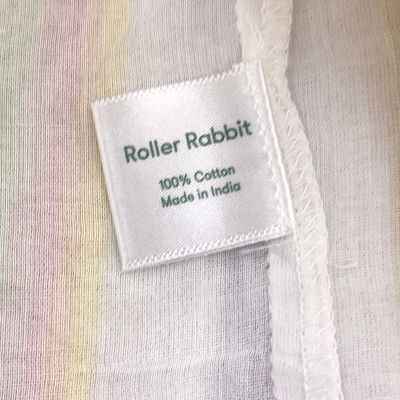 Roller Rabbit Womens Size M Top Alianne Puff Sleeve V Neck Multicolor Striped - Picture 14 of 16